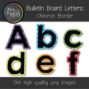 Preview of Bulletin Board Letters: Black with Chevron Border (Classroom Decor)