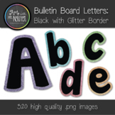 Bulletin Board Letters: Black with Colorful Glitter Border