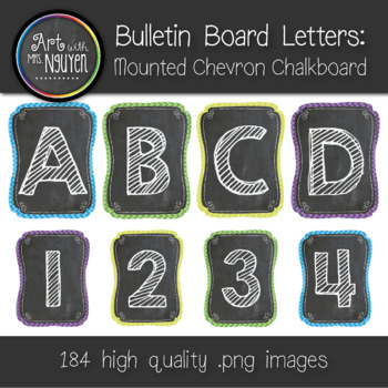 Preview of Bulletin Board Letters: Chevron Chalkboard Mounted (Classroom Decor)