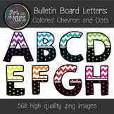 Bulletin Board Letters: Colored Chevron and Dots - 8 Color