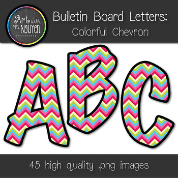 Preview of Bulletin Board Letters: Colorful Chevron (Classroom Decor)