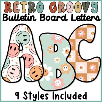 Preview of Bulletin Board Letters | Groovy Retro Classroom Decor Bulletin Board Letters