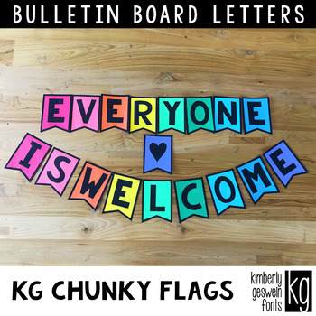 Preview of Bulletin Board Letters: KG Chunky Flags ~ Easy Cut