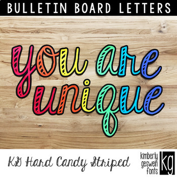 Bulletin Board Letters: KG Hard Candy Striped Script by Kimberly ...