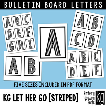 bulletin board letters kg let her go striped easy cut tpt