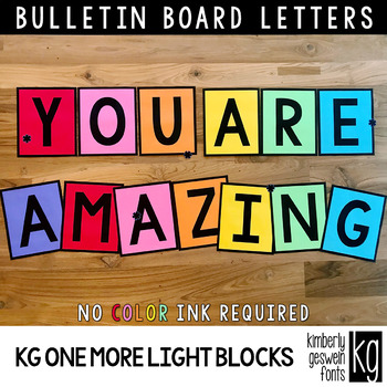 Bulletin Board Letters: KG One More Light Blocks ~ EASY CUT | TPT