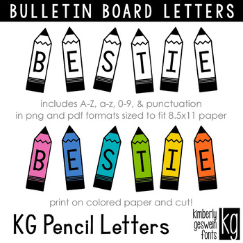 Pencil Font (Free Printable Letters for Bulletin Boards + Banners