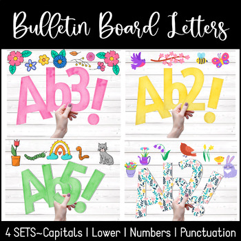 Preview of Bulletin Board Letters Kit | Spring Watercolor |Font Clipart