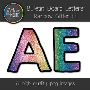 Preview of Bulletin Board Letters: Rainbow Glitter Fill (Classroom Decor)