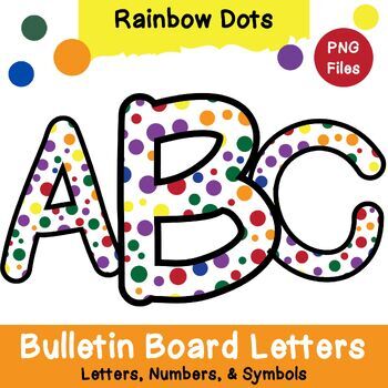 Preview of Bulletin Board Letters: Rainbow Dots, Numbers, & Symbols Design Commercial