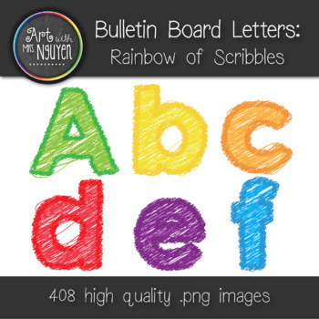 Preview of Bulletin Board Letters: Rainbow of Scribbles (Classroom Decor) Chalkboard