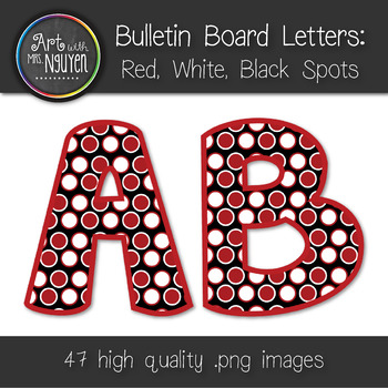 Preview of Bulletin Board Letters: Red, Black, and White Dots (Classroom Decor)