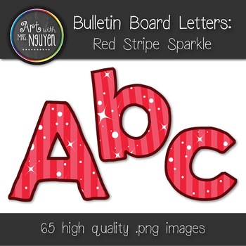 Preview of Bulletin Board Letters: Red Stripe Sparkle (Classroom Decor)