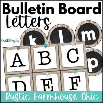 Preview of Farmhouse Bulletin Board Letters for Farmhouse Classroom Decor - Burlap & Chalk