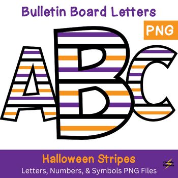 Preview of Bulletin Board Letters Set: Halloween Stripes Purple, Orange & Black