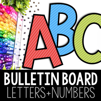 Printable Bulletin Board Letters & Numbers | Stripes Bundle (ALL COLORS)