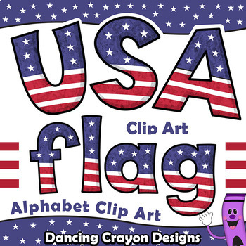 Preview of Bulletin Board Letters USA Flag Design | Alphabet Clip Art