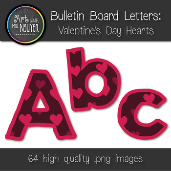 Preview of Bulletin Board Letters: Valentine's Day Hearts (Classroom Decor)
