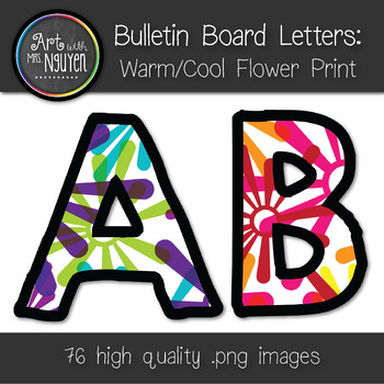 Preview of Bulletin Board Letters: Warm and Cool Color Flower Print (Classroom Decor)