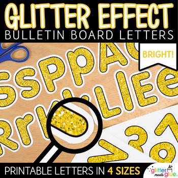 bulletin board letters yellow glitter alphabet letter printables in 4 sizes