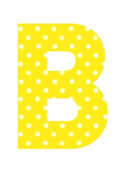 Bulletin Board Letters and Numbers Yellow Polka Dots | TpT