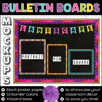 Bulletin Board Mockups | Creased Black Poster Paper Background | Styled  Images