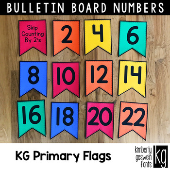 Preview of Bulletin Board Numbers: KG Primary Penmanship Flags: Skip Counting & Multiples