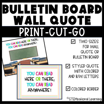Preview of Bulletin Board Reading and Library | Reading Wall Quote | Classroom Door Decor