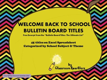 Preview of Bulletin Board Titles: Back to School Theme - Freebie