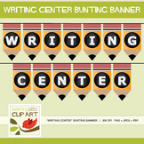 Bulletin Board - "Writing Center" Bunting Banner (Pencil Theme)
