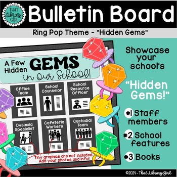 Preview of Bulletin Board with Ring Pops Candy | Hidden GEMS in Our School Library