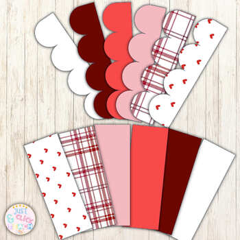 Bulletin board borders | Heart & plaid themes | Red color palette