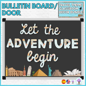 Preview of Bulletin board kit  - door decor- Travel theme classroom decor