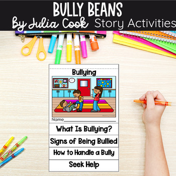 Preview of Bully Beans  Activities Julia Cook | Flipbook Discussion Cards Worksheet