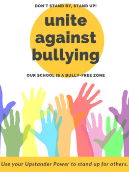 Preview of Bully Prevention Poster Bystander Upstander Power Bullying Printable