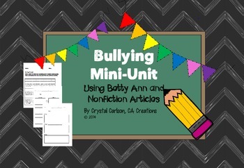 Preview of Bullying Mini-Unit Using "Betty Ann" Short Story {Common Core Aligned}