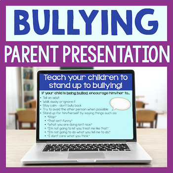 Preview of Bullying Parent Presentation Materials