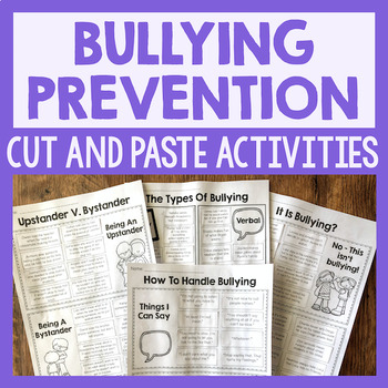 Preview of Bullying Prevention Cut & Paste Activities: Worksheets For Anti Bullying Lessons