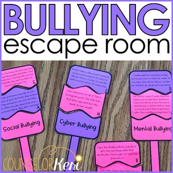 Preview of Bullying Prevention Escape Room: Bullying Activity for School Counseling