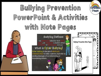 Preview of Bullying Prevention Powerpoint Activity Bundle with Notes, Posters, Certificate
