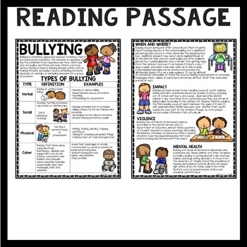 Bullying Reading Prehension Worksheet For Upper