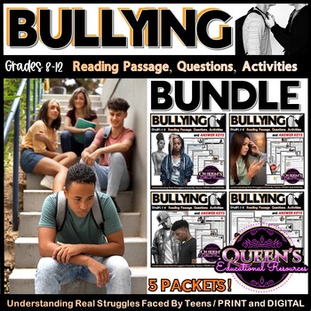 Preview of Bullying Reading Passage and Activities | Bullying Worksheets | Antibullying