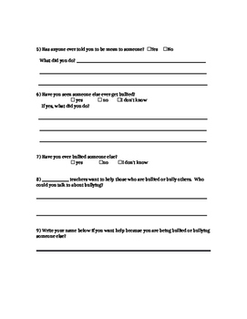 Bullying Survey - 4th grade by Pep's Elementary Counseling | TPT