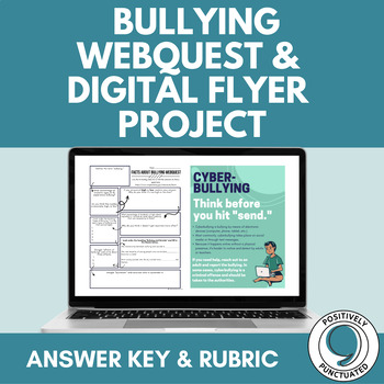 Preview of Bullying WebQuest & Digital Flyer - Collaborative Project | No Prep, Middle/High