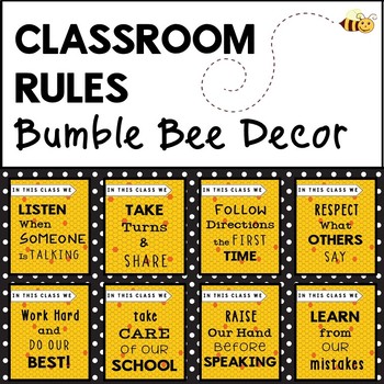 Bumble Bee Classroom Rules - Bee Classroom Decor Theme by Multi