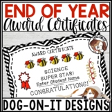 Bumble Bee End of Year Award Certificates Editable Bees