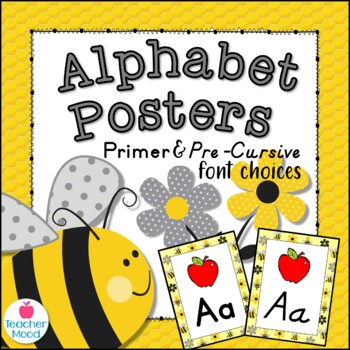 Preview of Bumble Bee Themed Classroom Alphabet Posters