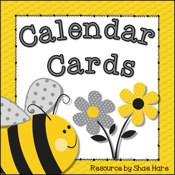 Preview of Bumble Bee Themed Classroom Calendar Cards Morning Meeting and Number Talks