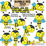 Bumble Bee Yoga Clip Art - Stretching Clipart - Worker Bee