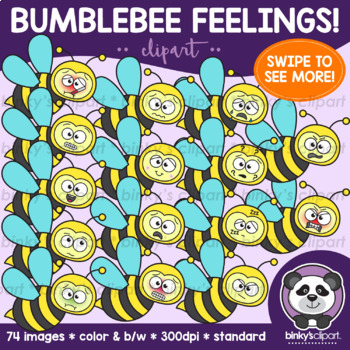 Preview of Bumblebee Feelings - Emotions Clip Art by Binky's Clipart | Spring